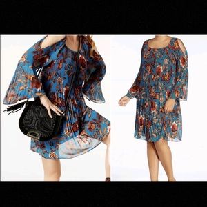 Anna Sui Loves I.N.C. Plus Size XXL Pleated Cold-Shoulder Dress Macy's 2x 3x